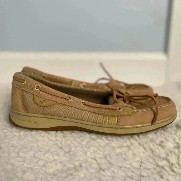 Sperry Top Sider Moccasins Beige /Gold Size 8.5 - Picture 2 of 10